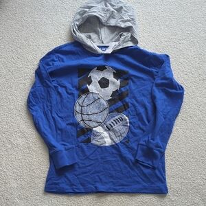 3 For $30.  Blue and Gray Sports Graphic Long Sleeve Tee